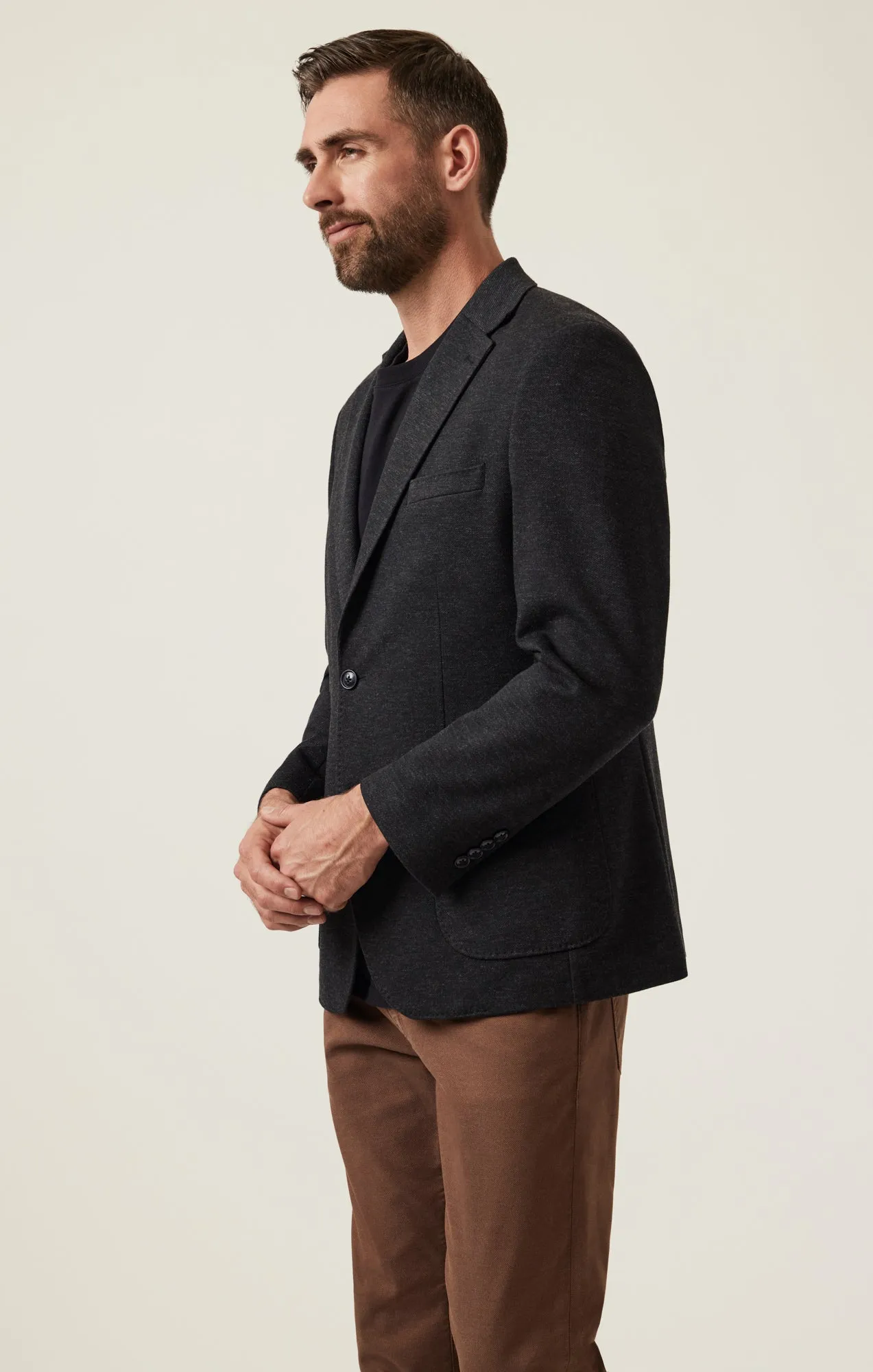 Matteo Heather Knit Blazer In Anthracite