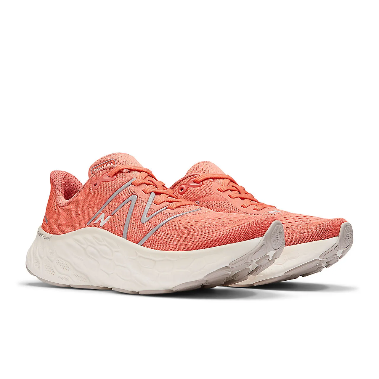 New Balance Fresh Foam More v4 (Womens) - Gulf Red with Sea Salt and Silver Metallic