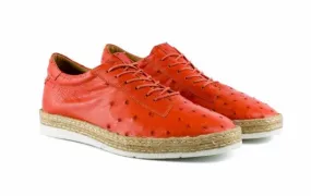 Pelle "Monaco" Ostrich Lace-Up Shoe Coral