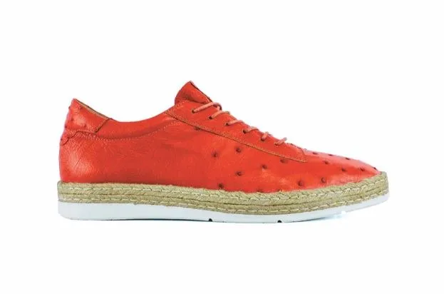 Pelle "Monaco" Ostrich Lace-Up Shoe Coral