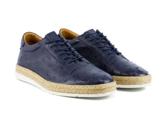 Pelle "Monaco" Ostrich Lace-Up Shoe Navy