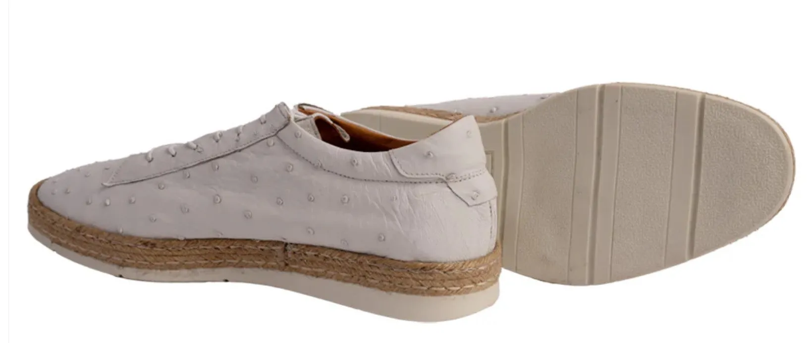 Pelle "Monaco" Ostrich Lace-Up Shoe White