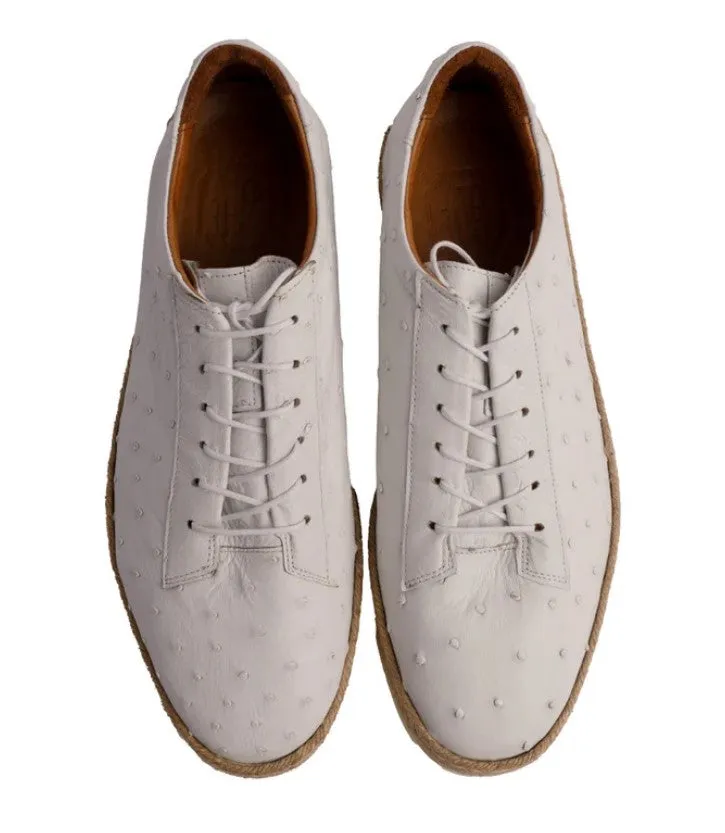 Pelle "Monaco" Ostrich Lace-Up Shoe White