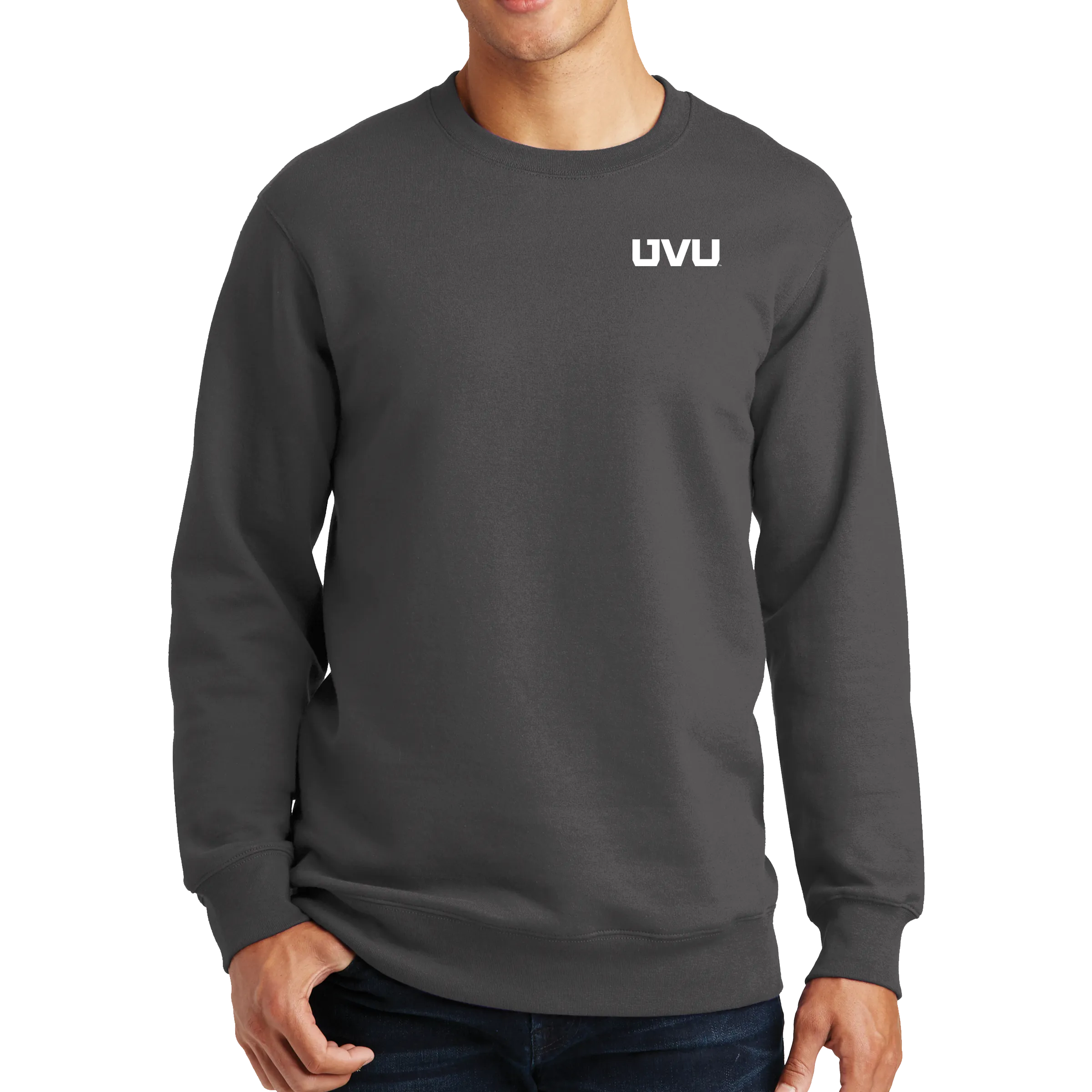 Port & Company Fan Favorite Fleece Crewneck Sweatshirt - UVU Distressed and UVU Mono