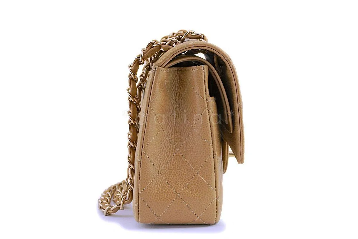 *rare* Chanel Camel Beige Caviar Medium Classic Double Flap Bag 24k GHW