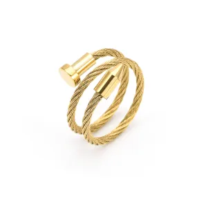 RG116G B.Tiff Pointe Cable Gold Plated Stainless Steel Adjustable Ring