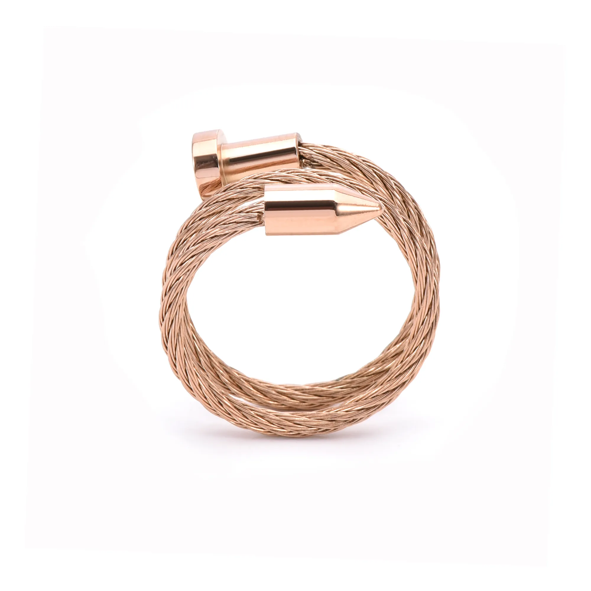 RG116RG B.Tiff Pointe Cable Rose Gold Plated Stainless Steel Adjustable Ring