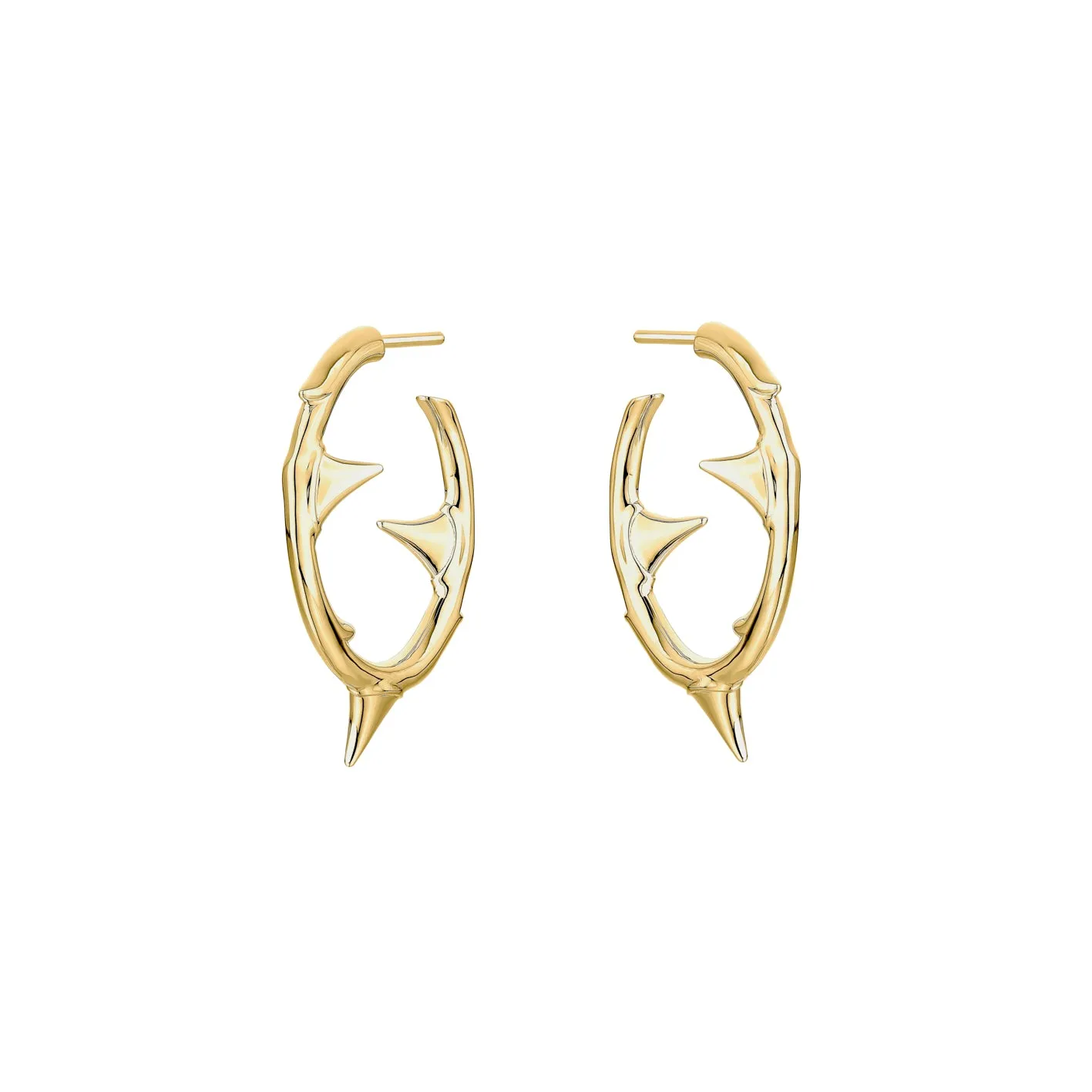 Rose Thorn Medium Hoop Earrings - Yellow Gold Vermeil