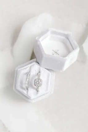 Silver Grey Velvet Hexagon Ring Box