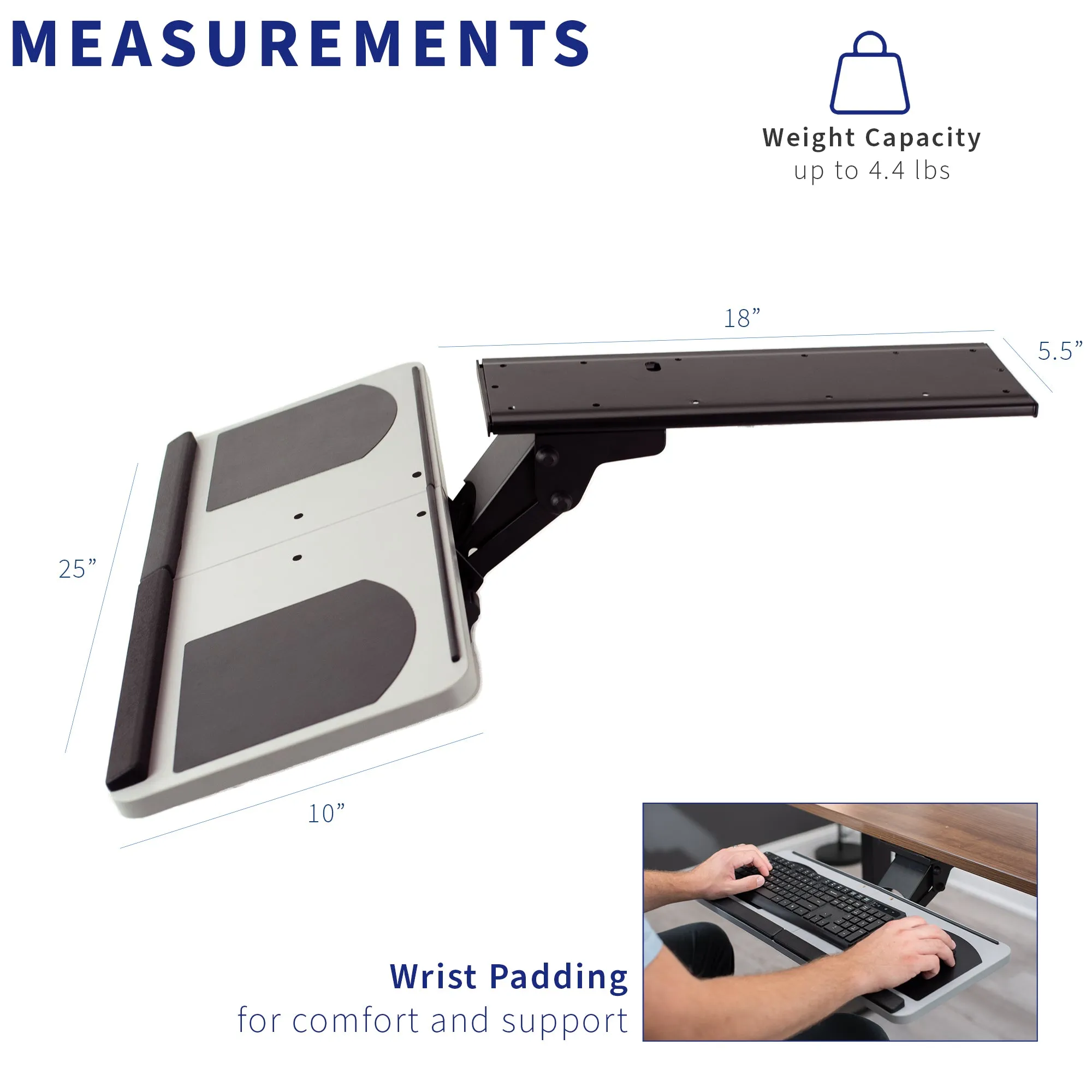 Silver Under Desk Keyboard Tray