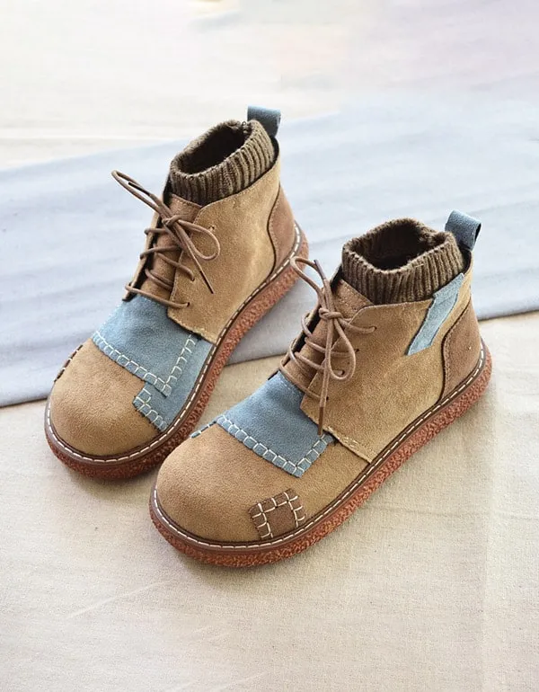 Stitching Handmade Retro Winter Ankle Boots