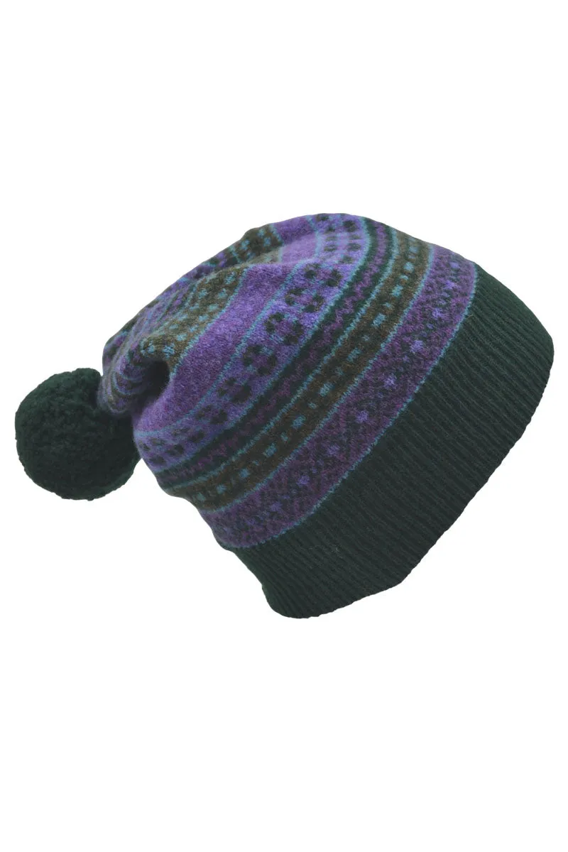 Tweed Fair isle ski hat - Purple