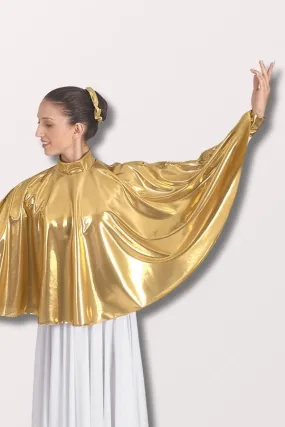 Womens Guiding Light Mock Neck Angel Praise Cape - Metallic Gold