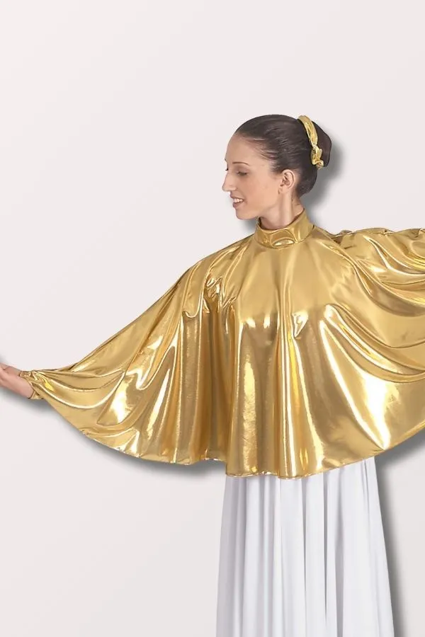 Womens Guiding Light Mock Neck Angel Praise Cape - Metallic Gold